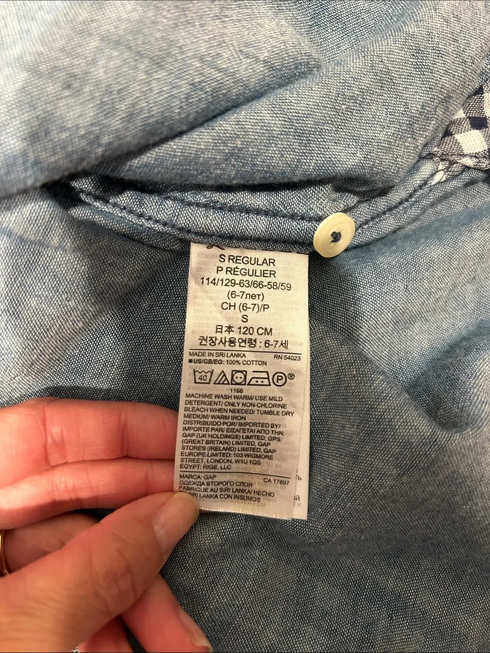GAP Boys Navy and White Gingham Button-Down Shirt